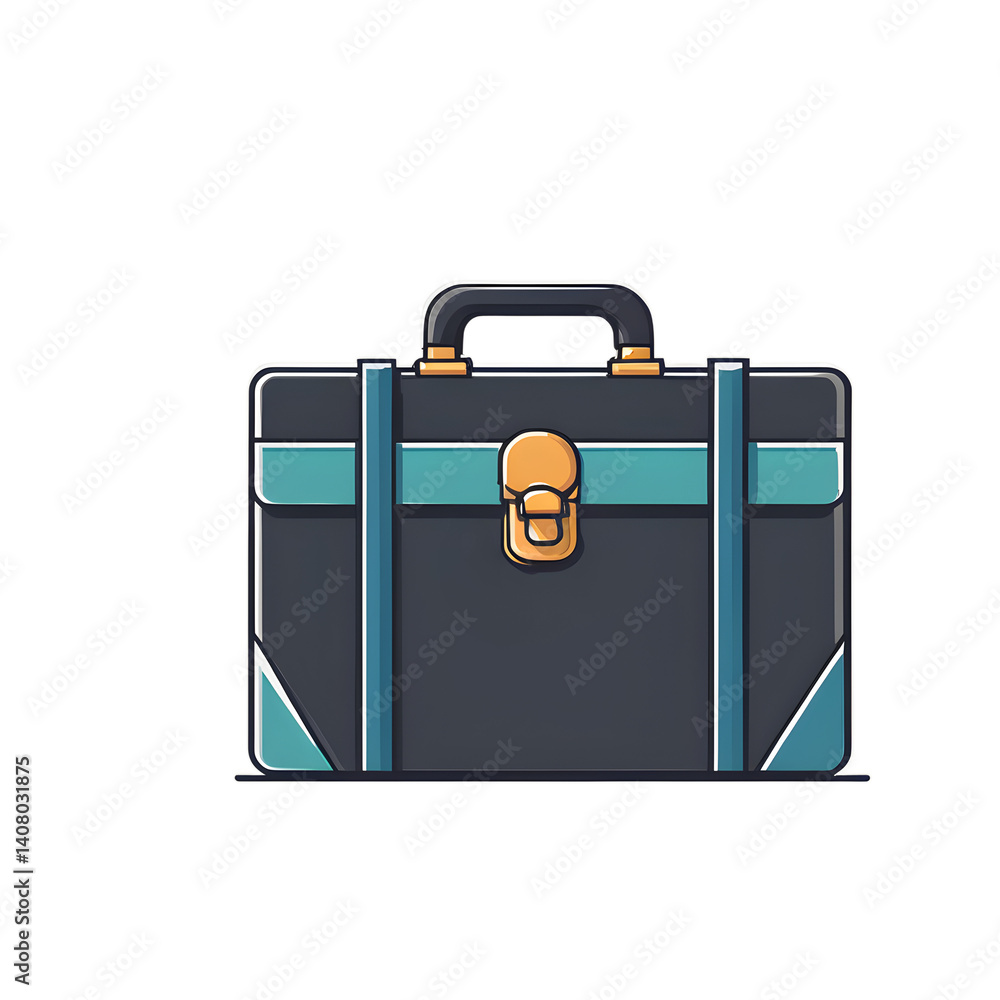 Poster Modern design icon of a briefcase with a lock symbolising security, isolated on a empty plain background