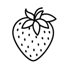 Strawberry Outline in Black and White Style