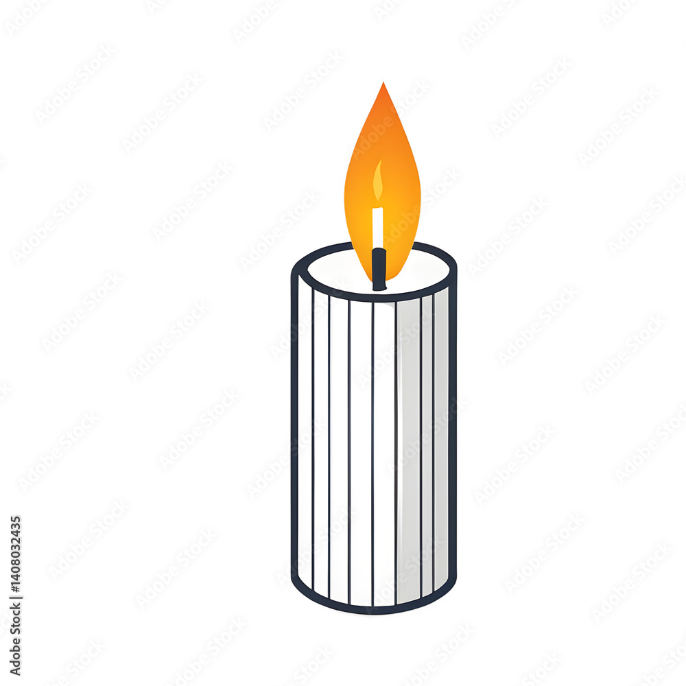 Poster Modern design icon of a candle symbolising light, isolated on a empty plain background