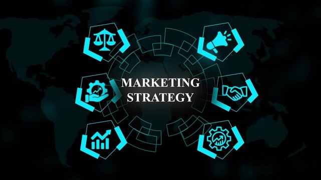 Business marketing strategy model concept animation. Business, Technology, Internet and network concept.Internet, business, Technology and network concept. Digital Marketing content planning.