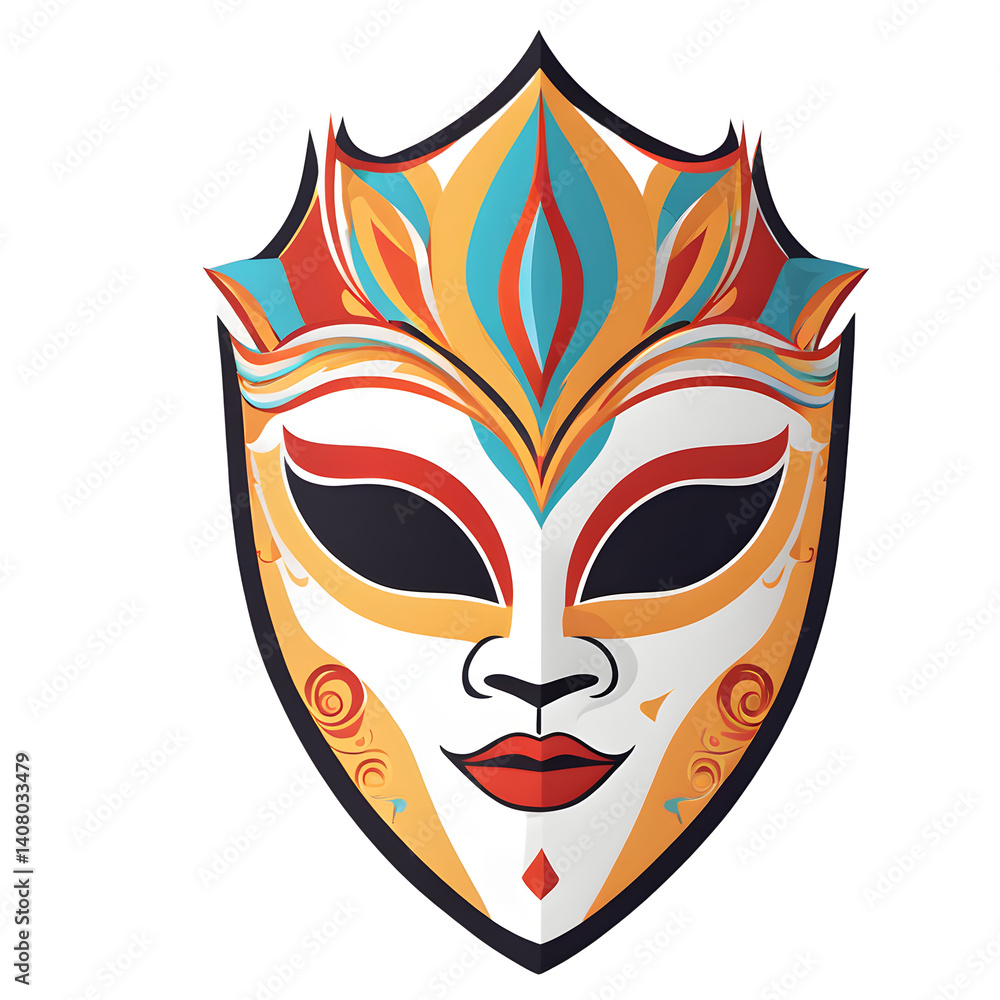Aufkleber modern design icon of a carnival mask symbolizing festivals & traditions isolated on a empty plain b