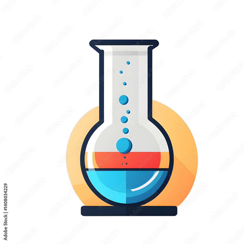 Poster Modern design icon of a chemistry flask symbolising laboratory science, isolated on a empty plain background