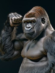 Obraz premium Powerful Gorilla Portrait: A Study in Strength and Majesty