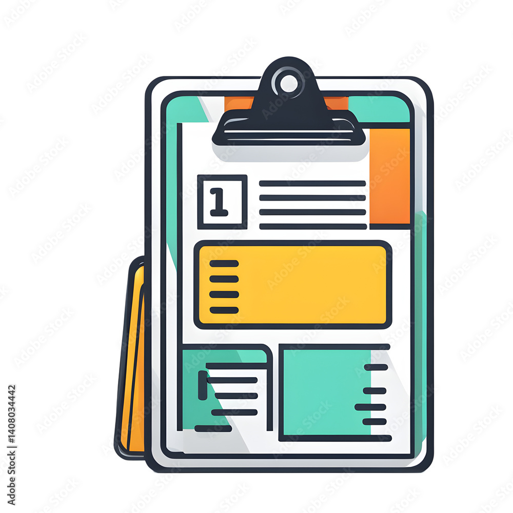 Aufkleber modern design icon of a clipboard symbolising task management, isolated on a empty plain background