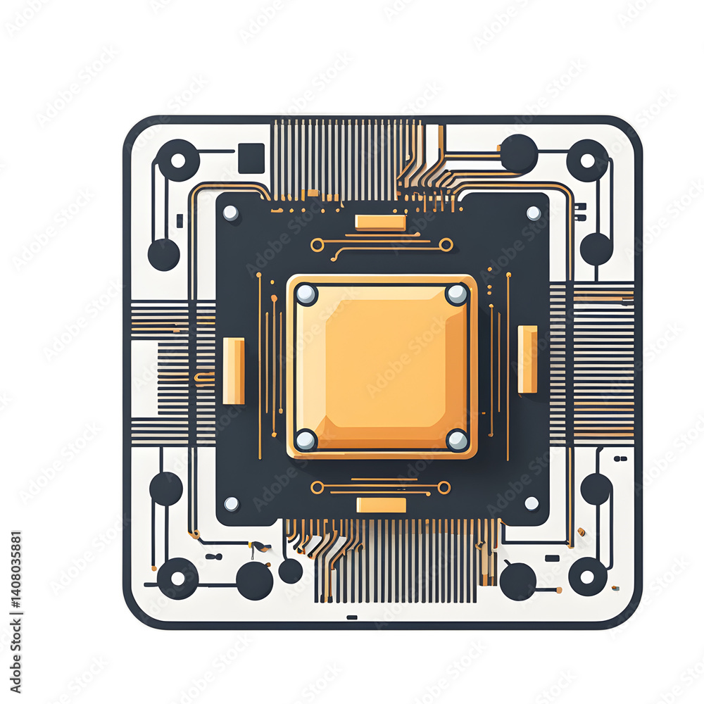 Aufkleber Modern design icon of a CPU symbolising AI isolated on a empty plain background