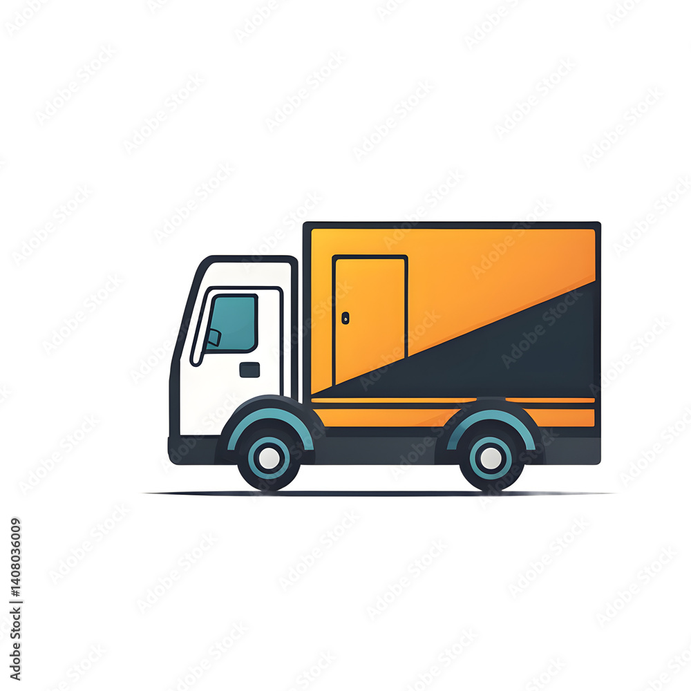 Poster modern design icon of a delivery truck symbolising logistics, isolated on a empty plain background