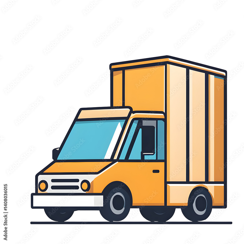 Poster modern design icon of a delivery truck symbolising logistics, isolated on a empty plain background