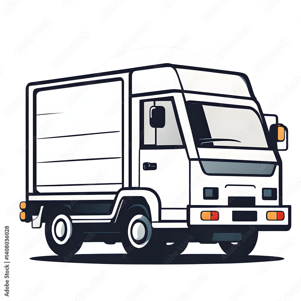 Poster modern design icon of a delivery truck symbolising logistics, isolated on a empty plain background