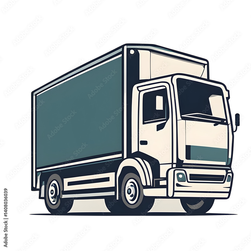 Poster modern design icon of a delivery truck symbolising logistics, isolated on a empty plain background