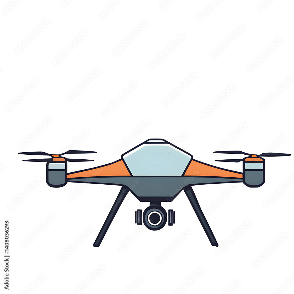 Poster modern design icon of a drone symbolising technology, isolated on a empty plain background