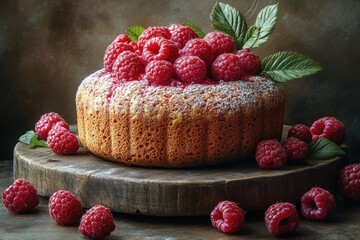 Raspberry Loaf Cake Freshly Baked for the Holidays with Rustic Style