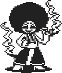 Fototapeta premium pixel art disco dancer with afro black and white retro character, 8 bit vintage