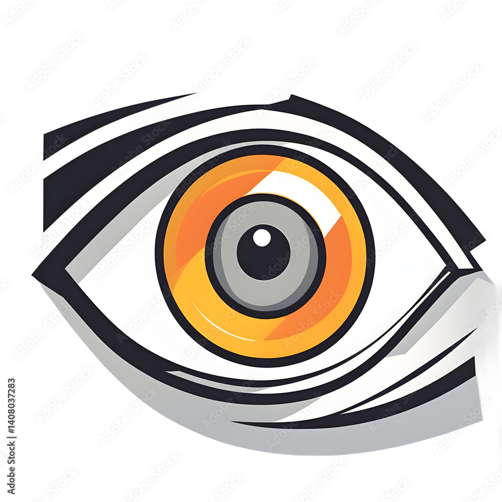 Poster Modern design icon of a eye symbolising vision, isolated on a empty plain background