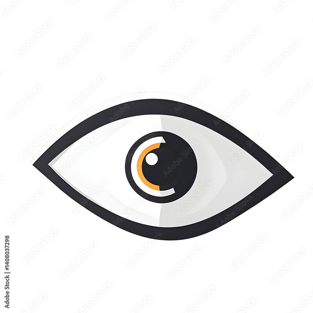 Poster modern design icon of a eye symbolising vision, isolated on a empty plain background