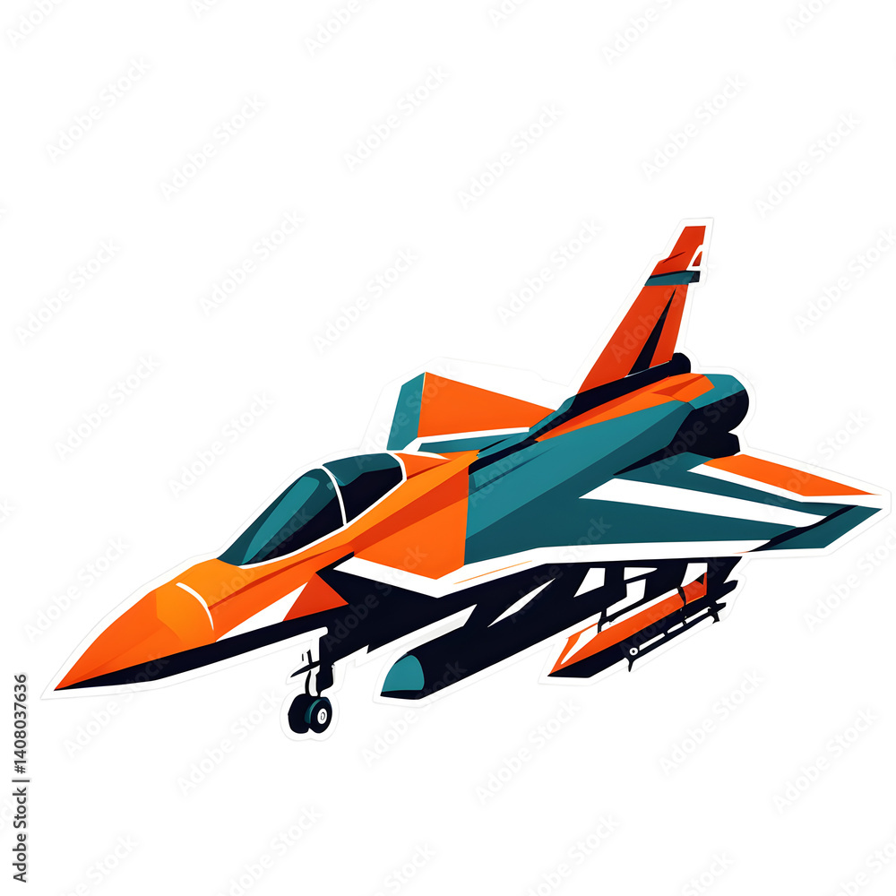 Poster Modern design icon of a fighter jet symbolizing military aviation isolated on a empty plain background