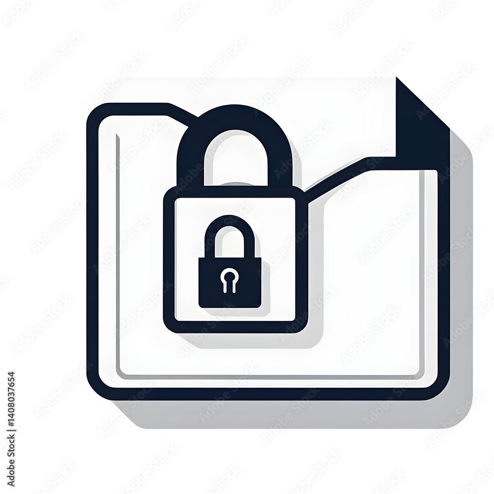 Poster Modern design icon of a file and lock symbolising data protection, isolated on a empty plain background