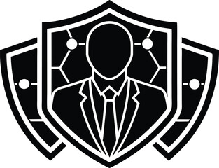 Cyber Security Silhouette Icon &ndash; Flat Vector for Data Protection & Tech, Cybersecurity Lock Symbol &ndash; Black Silhouette Vector for Online Safety, Digital Security Silhouette Icon, 
