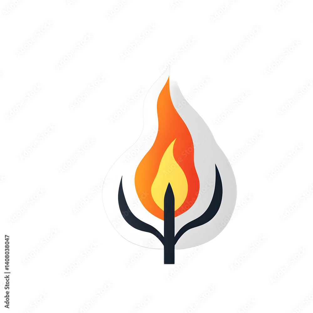 Aufkleber modern design icon of a fire symbolising warmth, isolated on a empty plain background