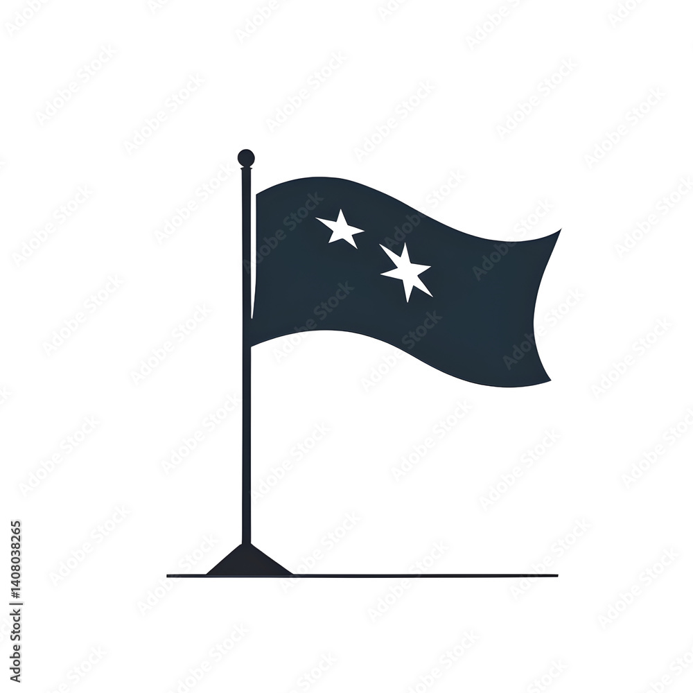 Poster modern design icon of a flag on a peak symbolising achievement, isolated on a empty plain background