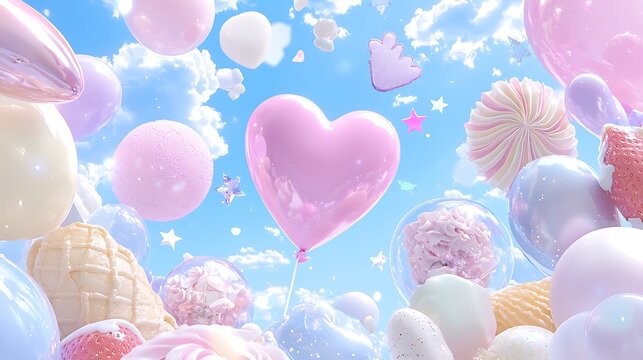 Pastel Balloons Sweet Sky