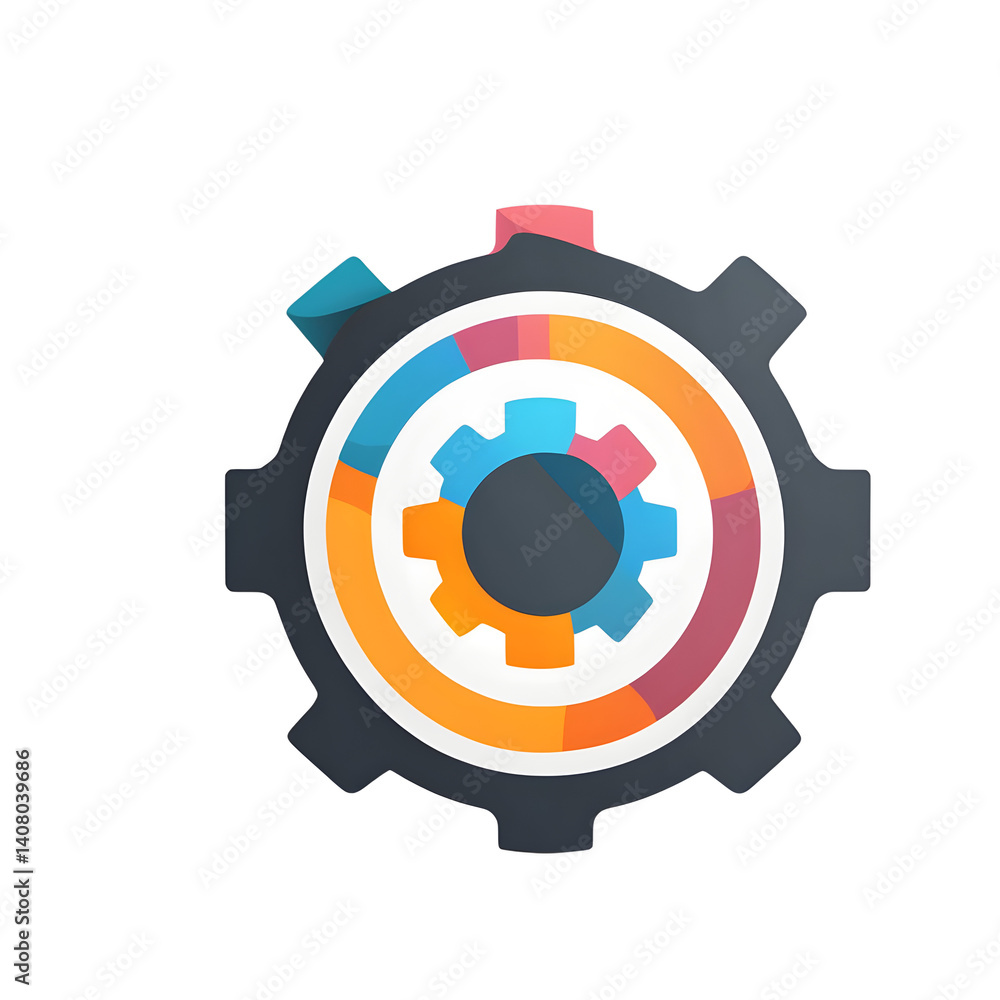 Poster modern design icon of a gear symbolising thinking isolated on a empty plain background