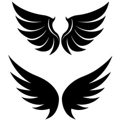 Fototapeta premium 6 Symmetrical Black Wing Silhouette Vector Illustrations Set