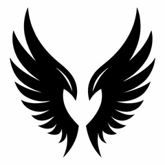 Obraz premium 6 Symmetrical Black Wing Silhouette Vector Illustrations Set