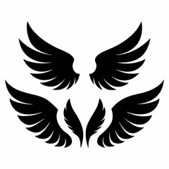 Obraz premium 6 Symmetrical Black Wing Silhouette Vector Illustrations Set