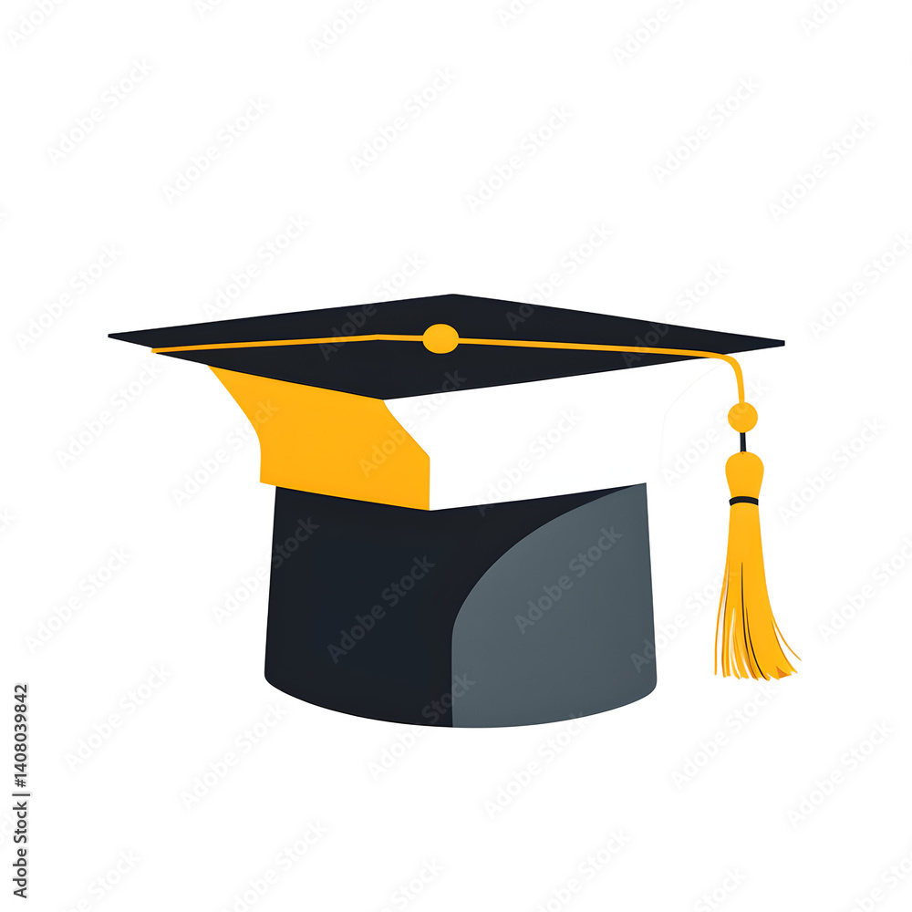 Poster modern design icon of a graduation cap symbolising education, isolated on a empty plain background