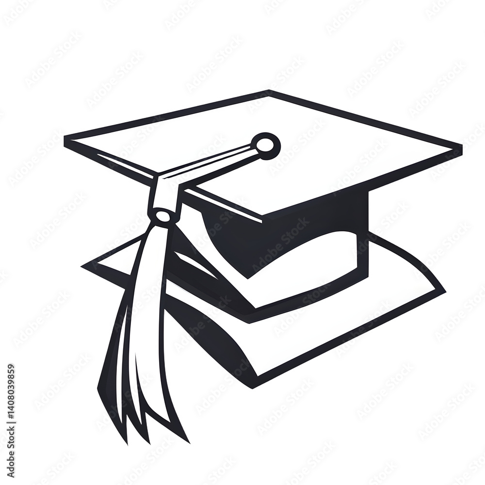 Poster modern design icon of a graduation cap symbolising education, isolated on a empty plain background