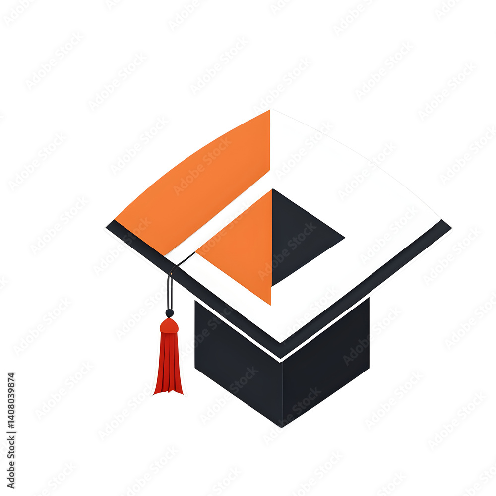 Poster Modern design icon of a graduation cap symbolising education, isolated on a empty plain background