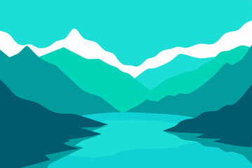 mountain lake and mountains