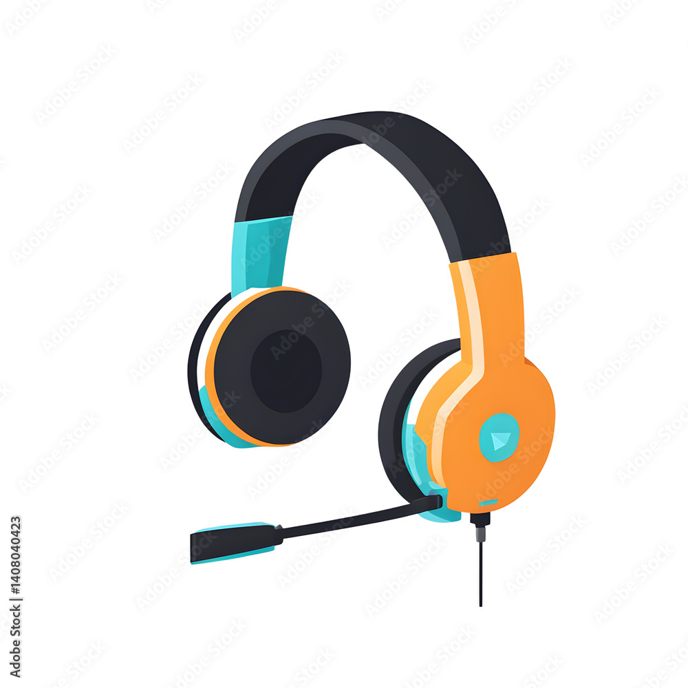 Poster Modern design icon of a headset symbolising customer support, isolated on a empty plain background
