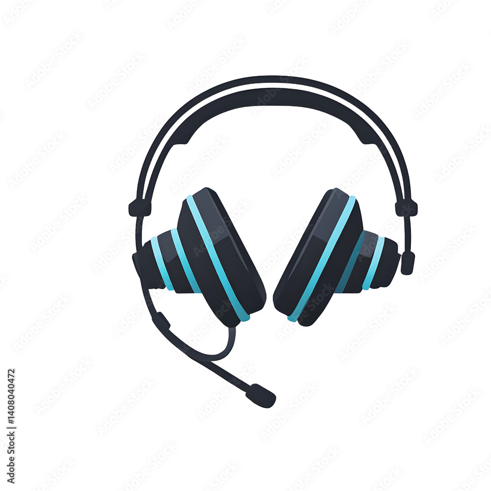 Poster Modern design icon of a headset symbolising customer support, isolated on a empty plain background
