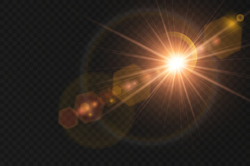 Abstract sun glare flickers brightly, casting translucent glowing halo. Vector glow effect enhances soft shimmering light transitions. Lens flare sparkles subtly, blending naturally with backgrounds.