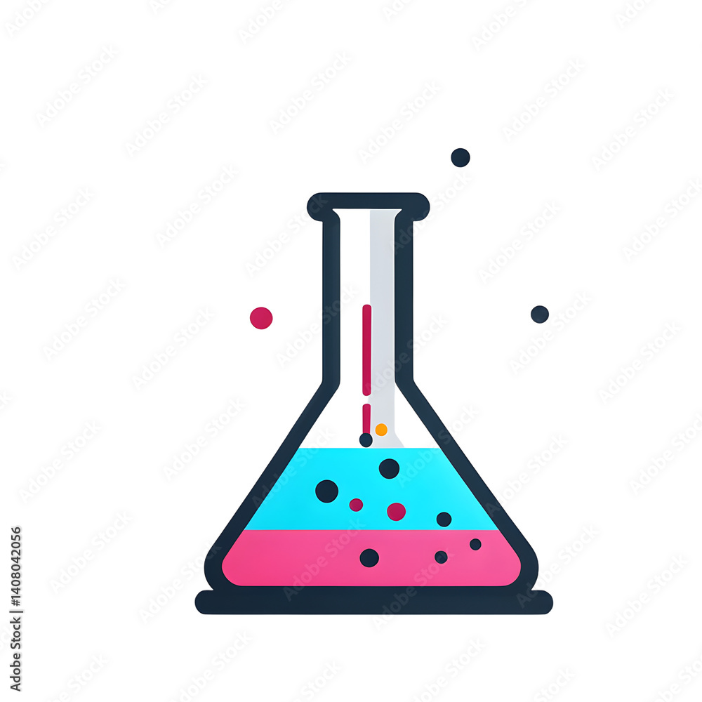 Fototapete Modern design icon of a laboratory flask symbolising science, isolated on a empty plain background