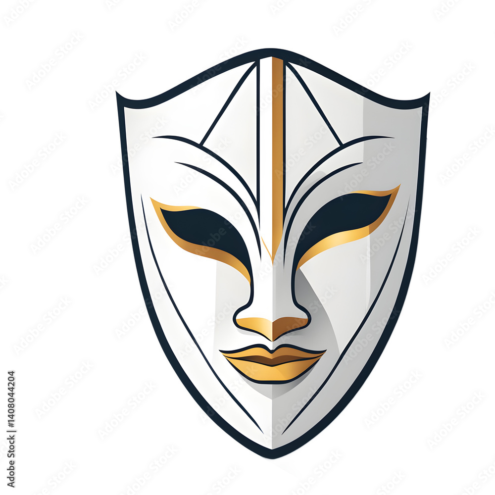 Poster Modern design icon of a mask symbolising theatre, isolated on a empty plain background