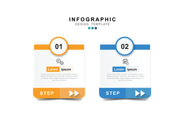 Vector Infographic label design template with icons and 2 options or steps.
