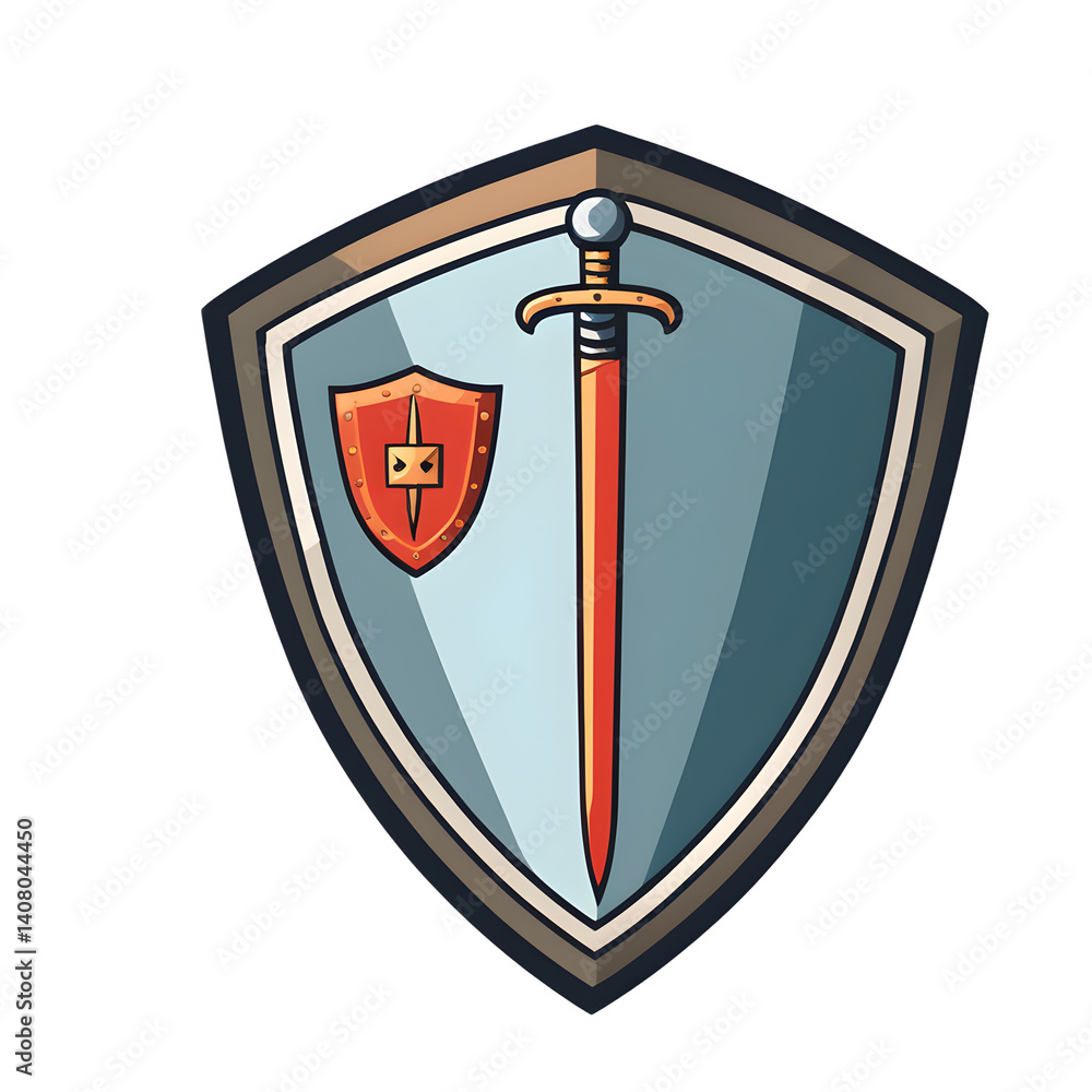 Poster Modern design icon of a medieval sword symbolizing historical warfare isolated on a empty plain background