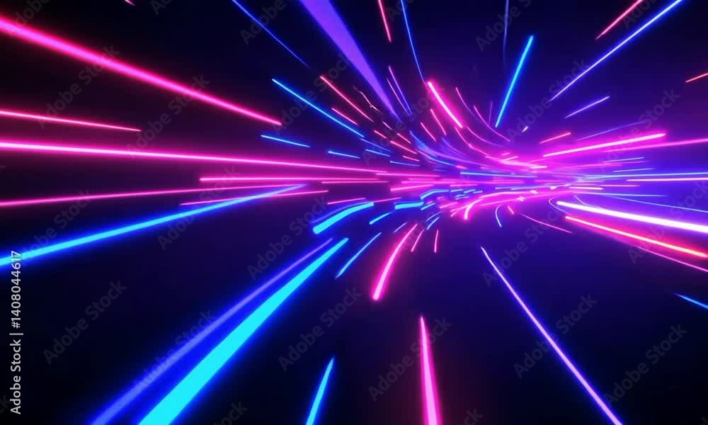 Poster moving through light trails abstract background futuristic glow animation