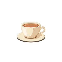 A Cup of Coffee on a Saucer - Simple Cartoon Illustration