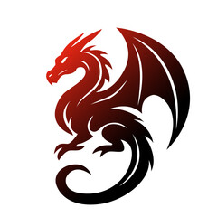silhouette of a black dragon as a template for a logo or tattoo. flat vector illustration on a white background
