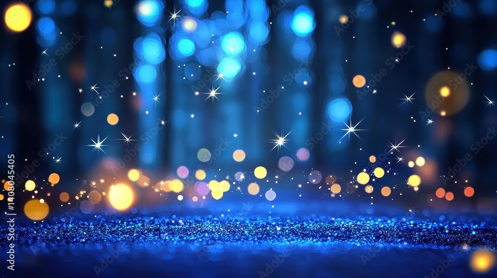 Poster magic mystical sparkles swirling in a misty forest backdrop, capturing an enchanting atmosphere.