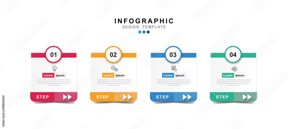 Fototapete Vector Infographic label design template with icons and 4 options or steps. for your business data. Vector Illustration.