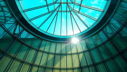 sun is shining through a glass dome
