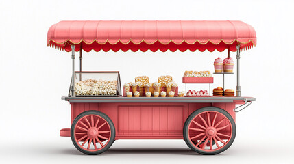 Colorful candy cart showcases a variety of sweet treats at a vibrant outdoor event