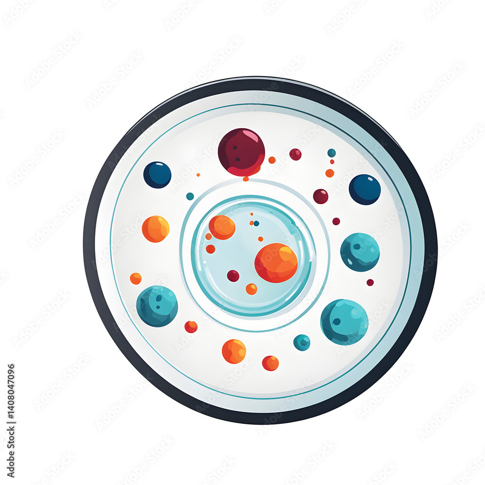 Poster modern design icon of a petri dish symbolising microbiology, isolated on a empty plain background