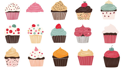 Flat Cupcake Silhouette Illustration Vector - Delicious Sweet Treat Design Element