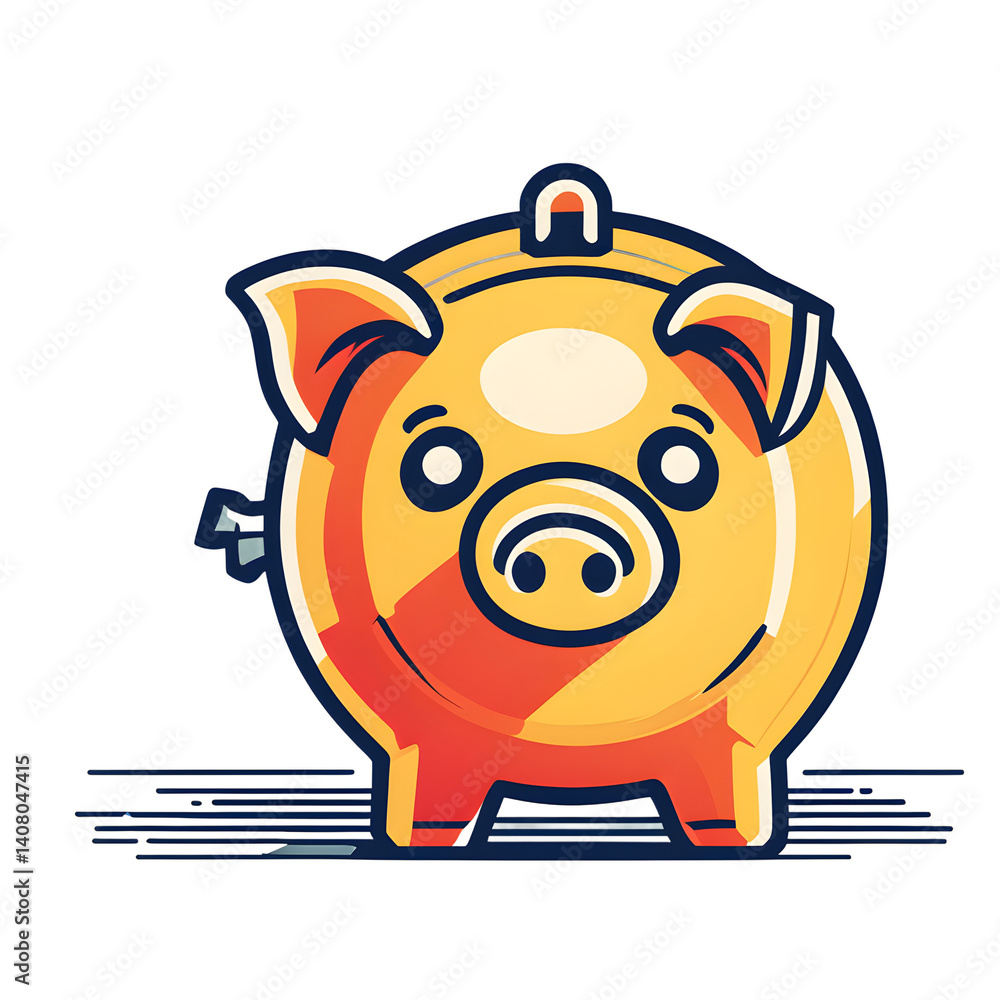 Poster modern design icon of a piggy bank symbolising savings, isolated on a empty plain background