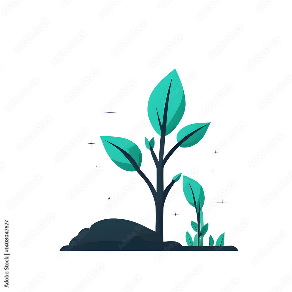 Poster Modern design icon of a plant sprouting symbolizing environmentalism isolated on a empty plain background